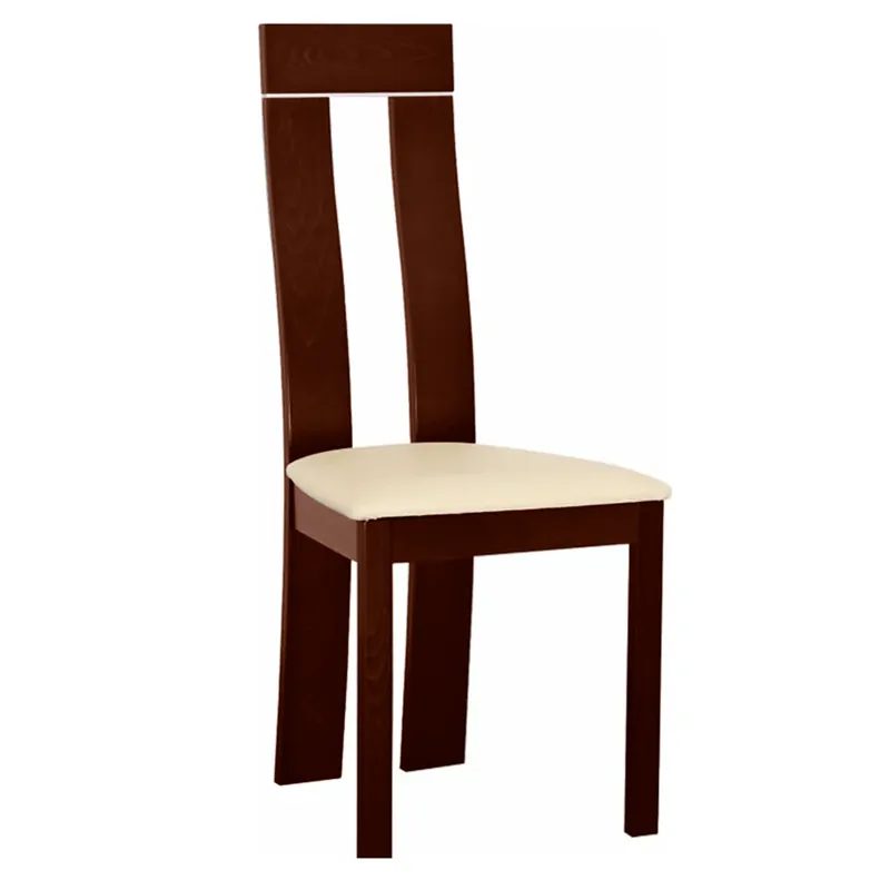 Recomandare - Scaun din lemn, nuc/piele eco bej, DESI