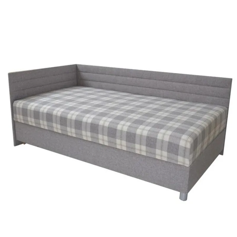 Divan tapiţat, stânga, gri/carouri, 110x200 cm, ETILE 2 - Oferta zilei