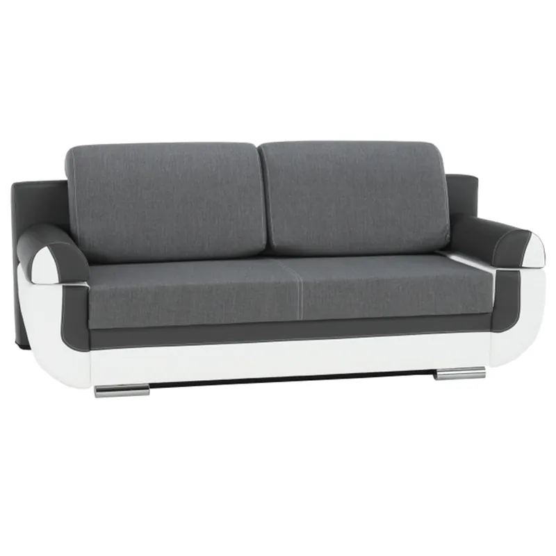 Economisește mai mult - Canapea, piele ecologică alba+gri/material textil gri, KARDYN