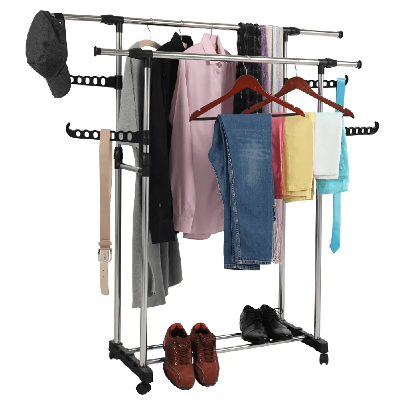 Comandă acum | Cuier mobil, inox + plastic negru, ALEXO