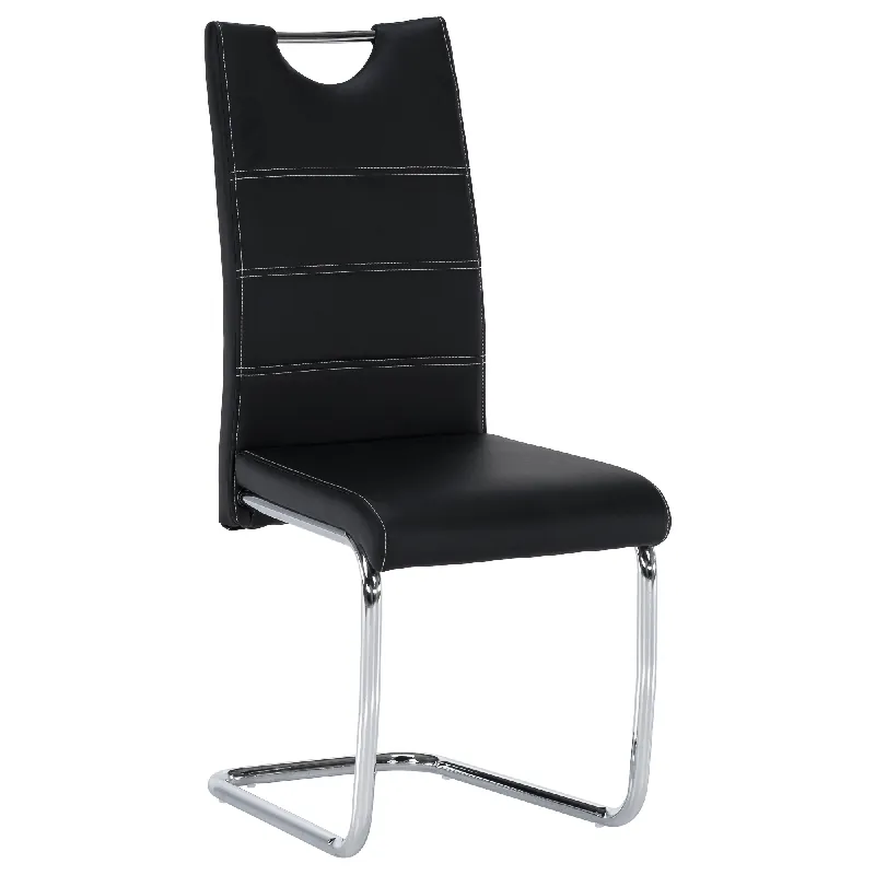 Scaun dining, negru / cusături deschise la culoare, ABIRA NEW - Selecție de top