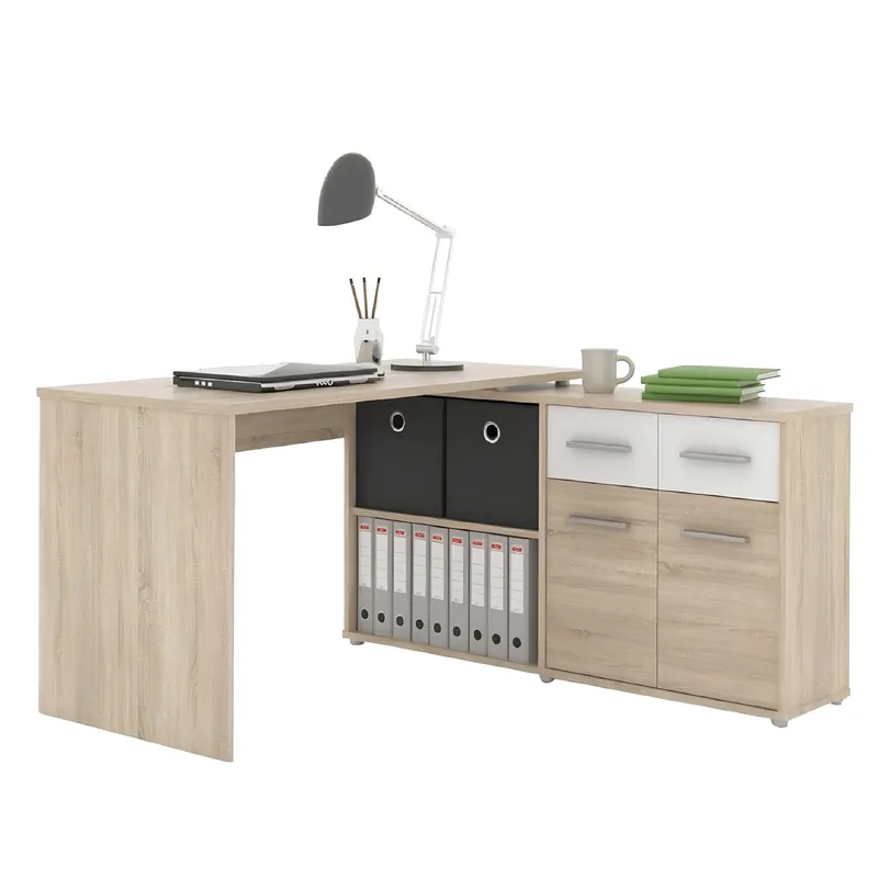 Masă PC, stejar sonoma/alb, RAFAEL NEW - Noutate