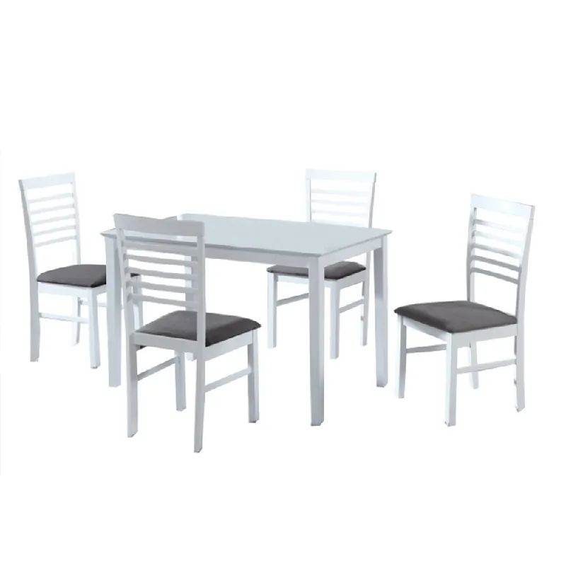 Set de bucătărie, MDF alb/textil gri, BRISBO 1+4 | Profită de ofertă