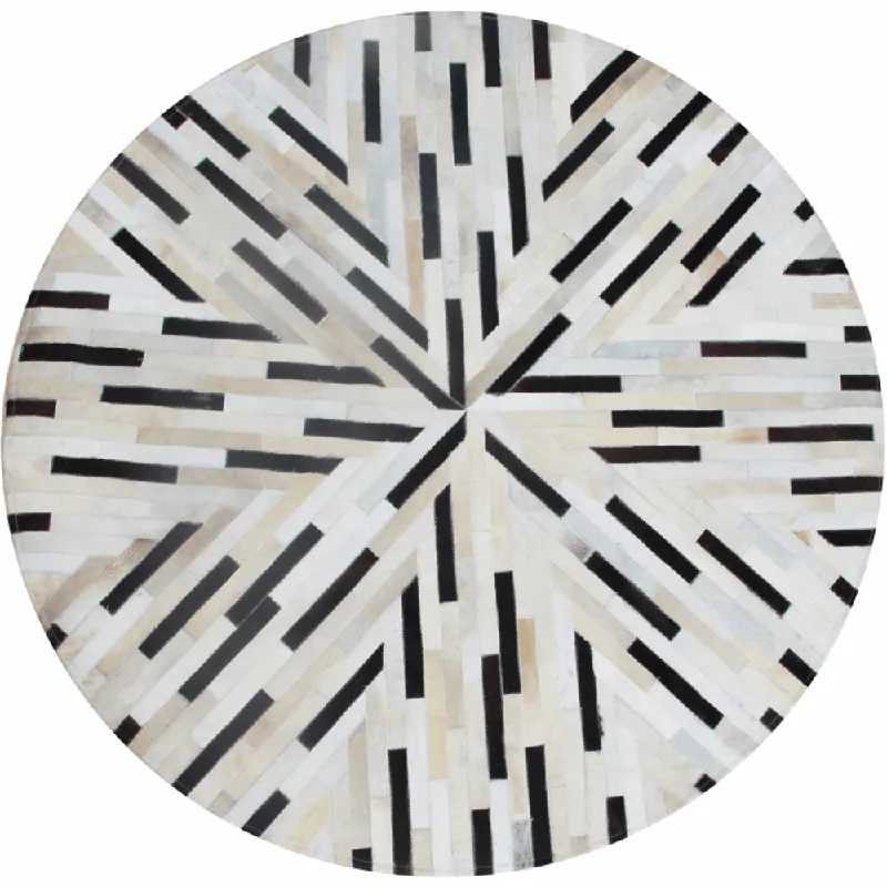 Covor de lux din piele, negru/bej/alb, patchwork, 200x200, KOŽA TYP 8 - Economisește