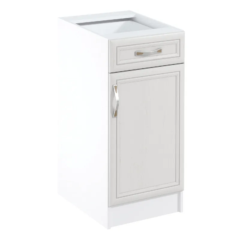 Ofertă promoțională | Dulap inferior D40S1 cu sertar, model dreapta, alb/pin Andersen, SICILIA