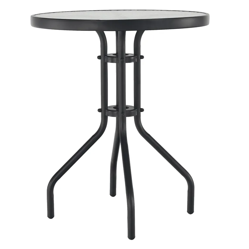 Produs de top | Masă grădină, oţel negru/sticlă securizată, diametru 60 cm, BORGEN TYP 1