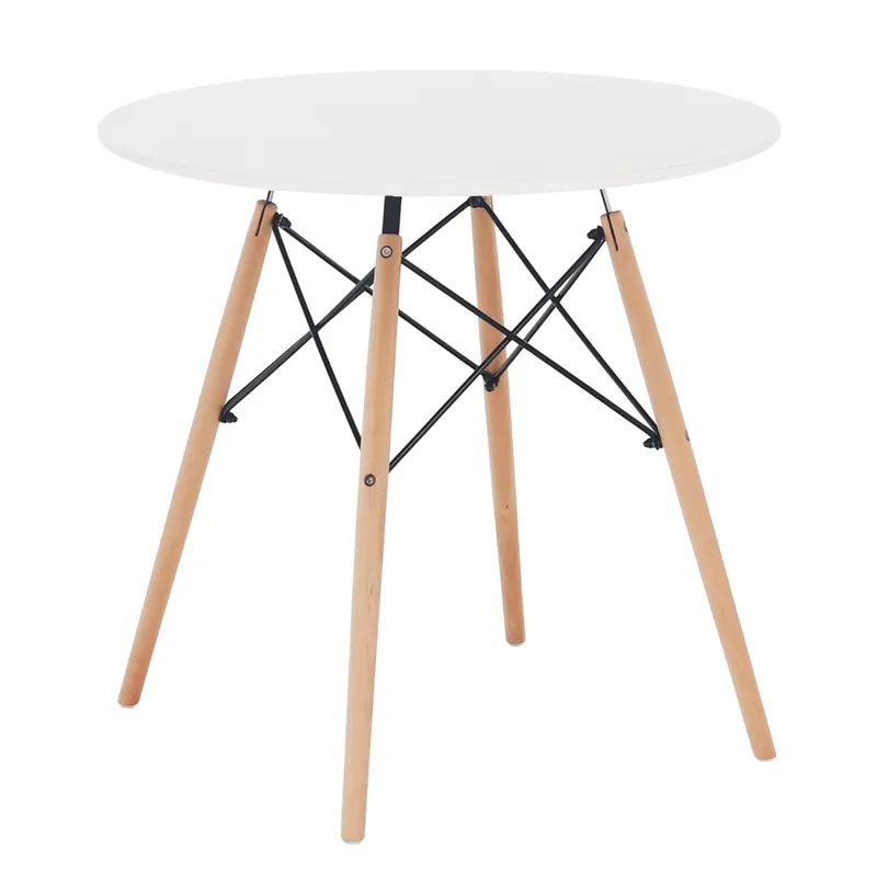 Preț redus | Masă dining, alb/fag, diametru 60 cm, GAMIN NEW 60