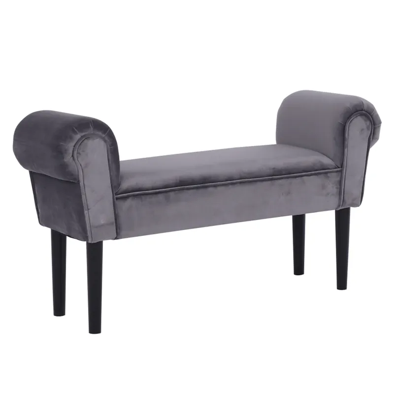 Bancă, catifea Velvet, gri/negru, BURDA | Livrare rapidă
