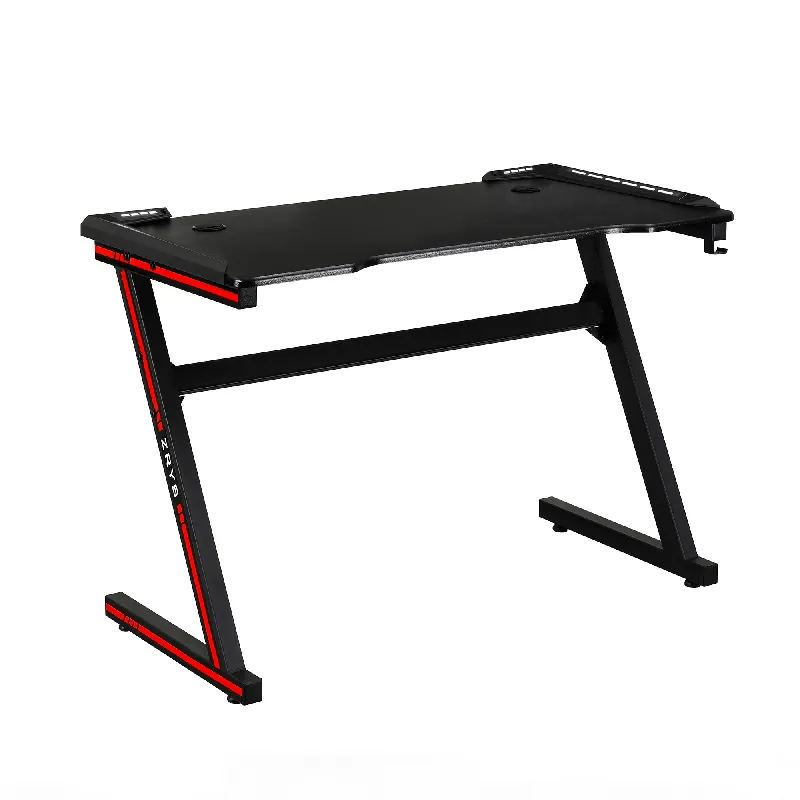 Masă de joc / masă pentru computer, cu iluminare LED RGB, negru / roşu, MACKENZIE 100cm - Preț outlet