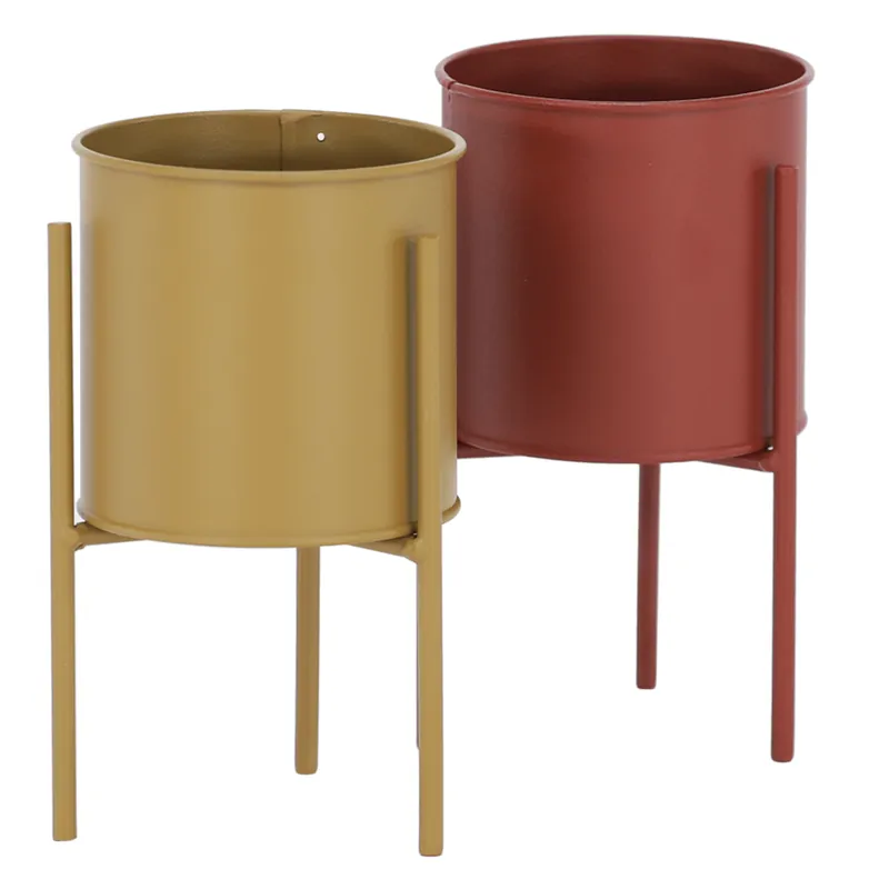 Set 2 ghivece metalice, roşu/galben, ROZEL SET | Noutate în ofertă