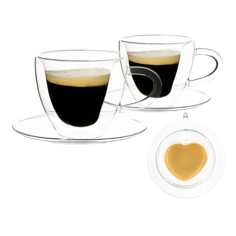 Ceaşcă termorezistentă Heart cu farfurie, 2 buc., în formă de inimă, 150 ml, HOTCOOL TYP 5 | Ofertă promoțională