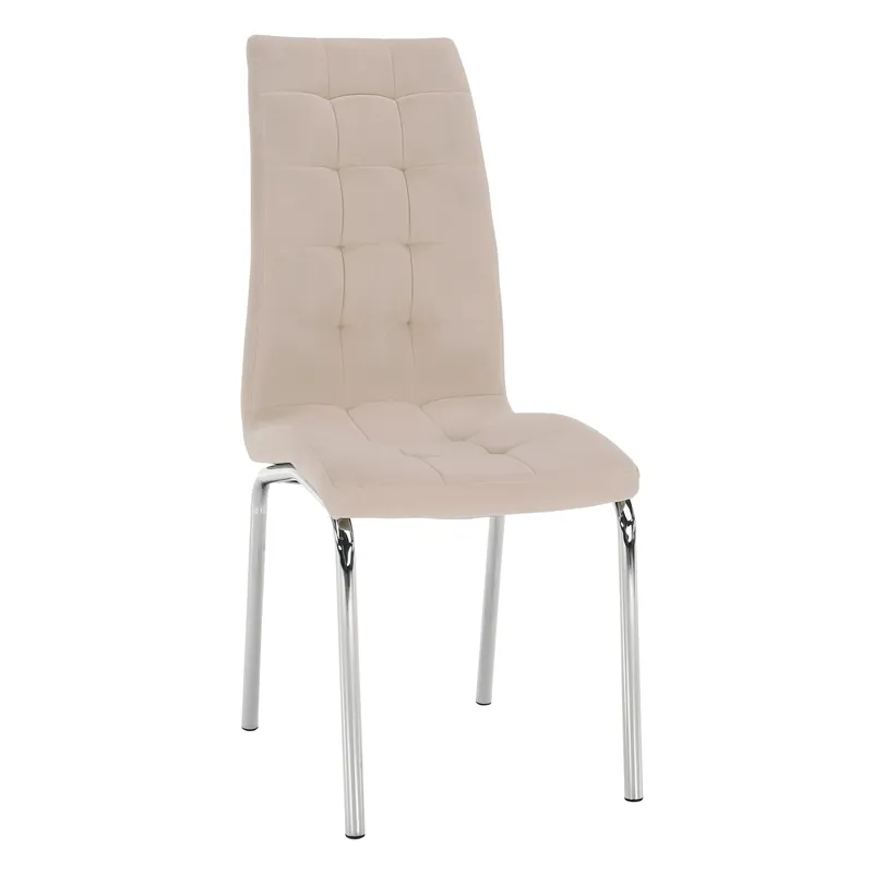 Scaun de masă, ţesătură catifea bej / crom, GERDA NEW - Reducere specială