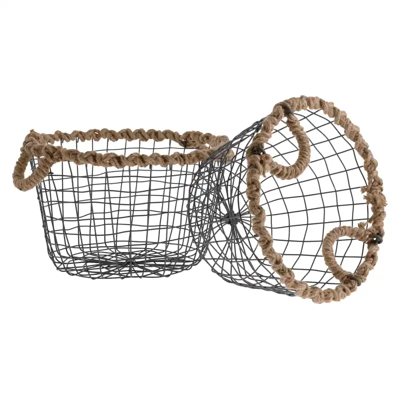 Set de 2 coşuri cu mânere, metal negru, SANTE - Produs nou lansat