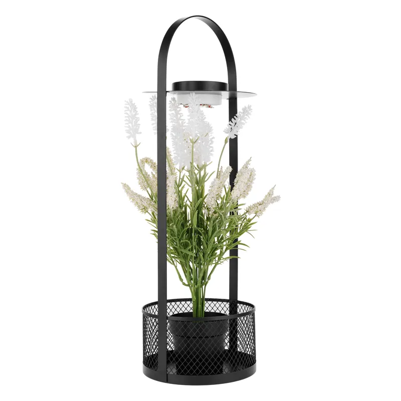 Suport decorativ cu ghiveci, iluminat cu LED, 50 cm, cu flori artificiale, VELOM TIP 1 - Se epuizează rapid