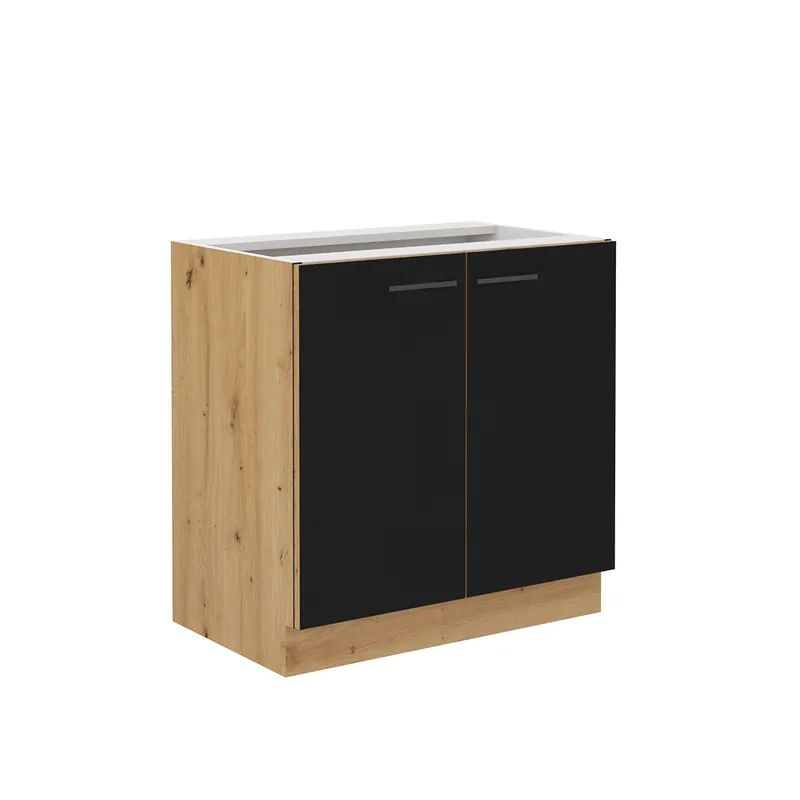 Dulap de bucătărie inferior, negru mat / stejar artizan, MONRO 80 D 2F BB | Bestseller