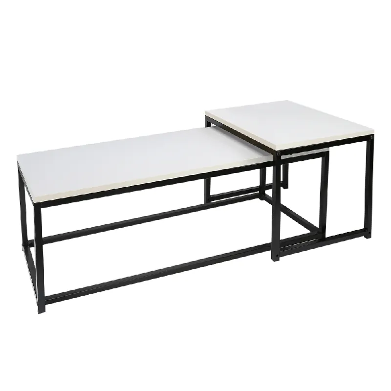 În tendințe - Set 2 măsuţe de cafea, alb mat/negru, KASTLER NEW TYP 2