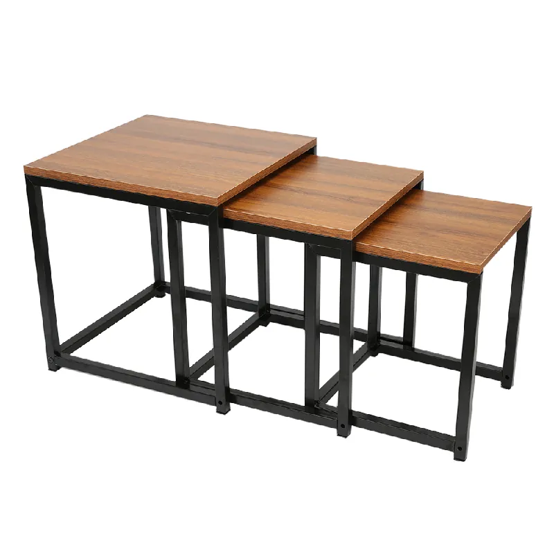 Set 3 măsuţe de cafea, nuc/negru, KASTLER NEW TYP 3 - Retur simplu