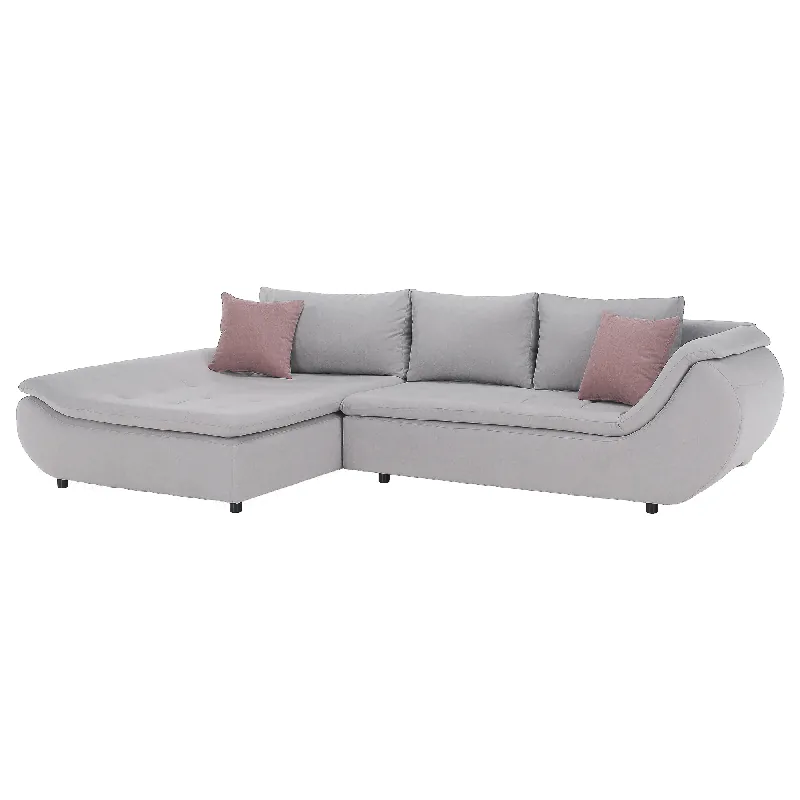 Set canapea, gri deschis / roz pudră, material textil, stânga, BRATO - Profită acum