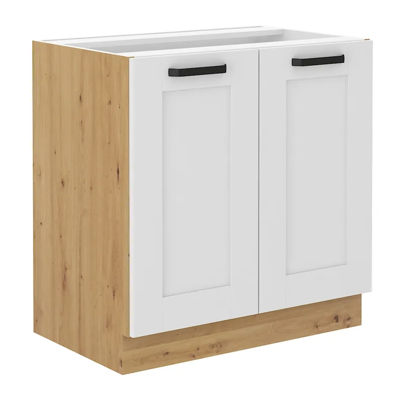 Disponibil acum - Dulap inferior, alb/stejar artizan, LULA 80 D 2F BB