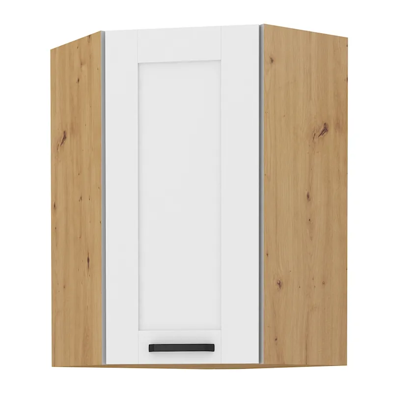 Produs vedetă | Dulap superior, de colţ, alb/stejar artizan, LULA 58x58 GN-90 1F