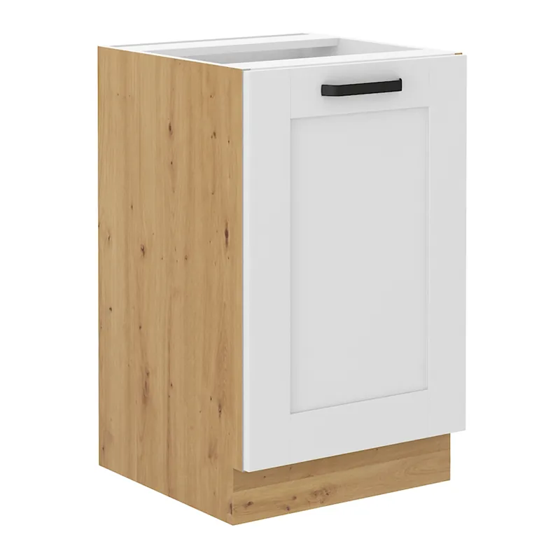 Dulap pentru chiuvetă, alb/stejar artizan, LULA 50 ZL 1F BB - Calitate superioară
