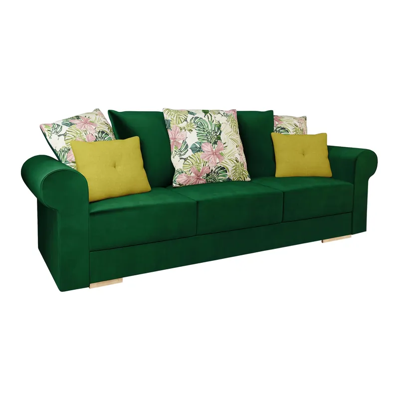 Expediere rapidă | Canapea extensibilă cu spaţiu de depozitare, verde/galben/cu model, SMOKY