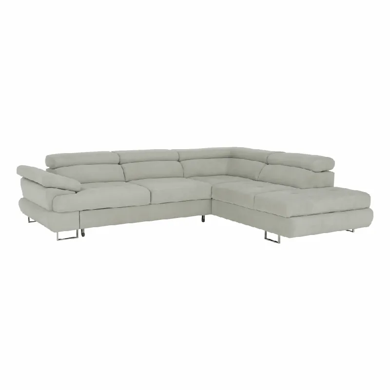În stoc - Set canapea cu spaţiu de depozitare, gri deschis, material textil, dreapta, BUTON R