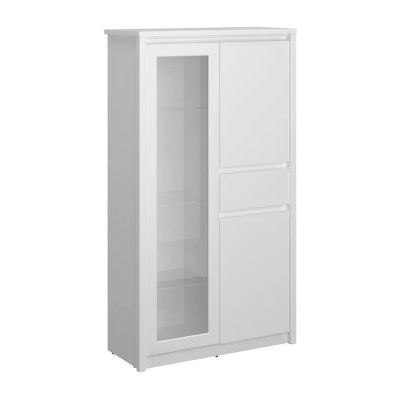 Vitrină joasă 2D1W1S, albă, ERODIN | Preț de fabrică