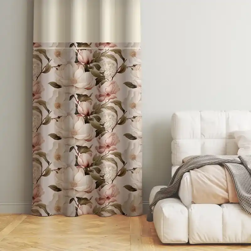 Perdea decorativă crem cu un model delicat de bujori - Economii suplimentare