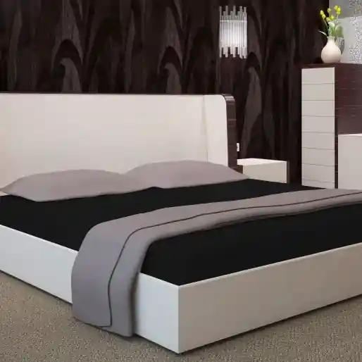 În tendințe | Cearșaf negru cu bandă elastică - satin de bumbac