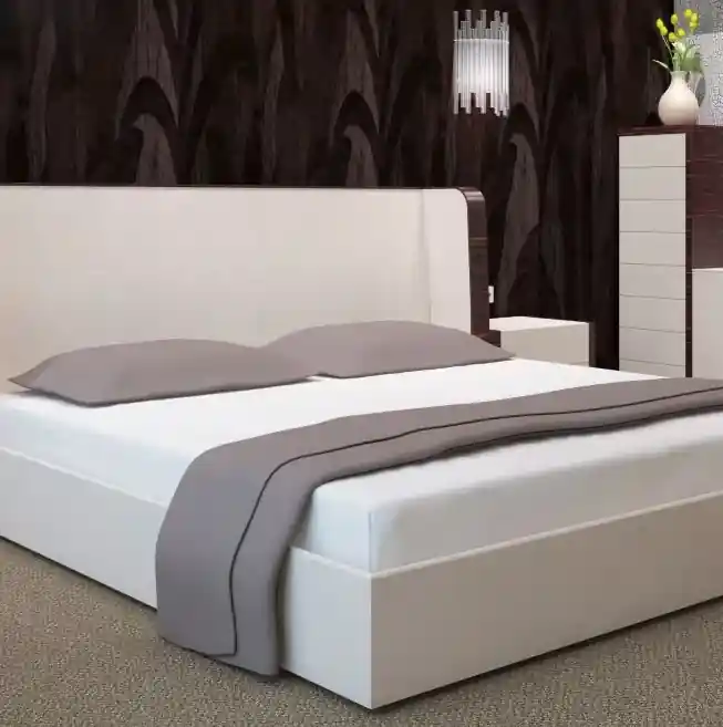 Cearșaf alb cu bandă elastică - satin de bumbac - Reducere suplimentară