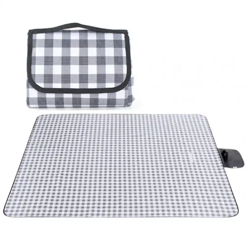 Pătură de picnic cu model în carouri gri 200 x 115 cm - Livrare rapidă