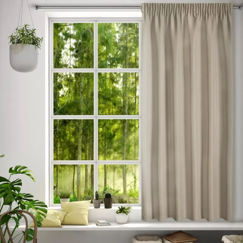 Perdele scurte monochrome bej 140 x 175 cm | Retur gratuit