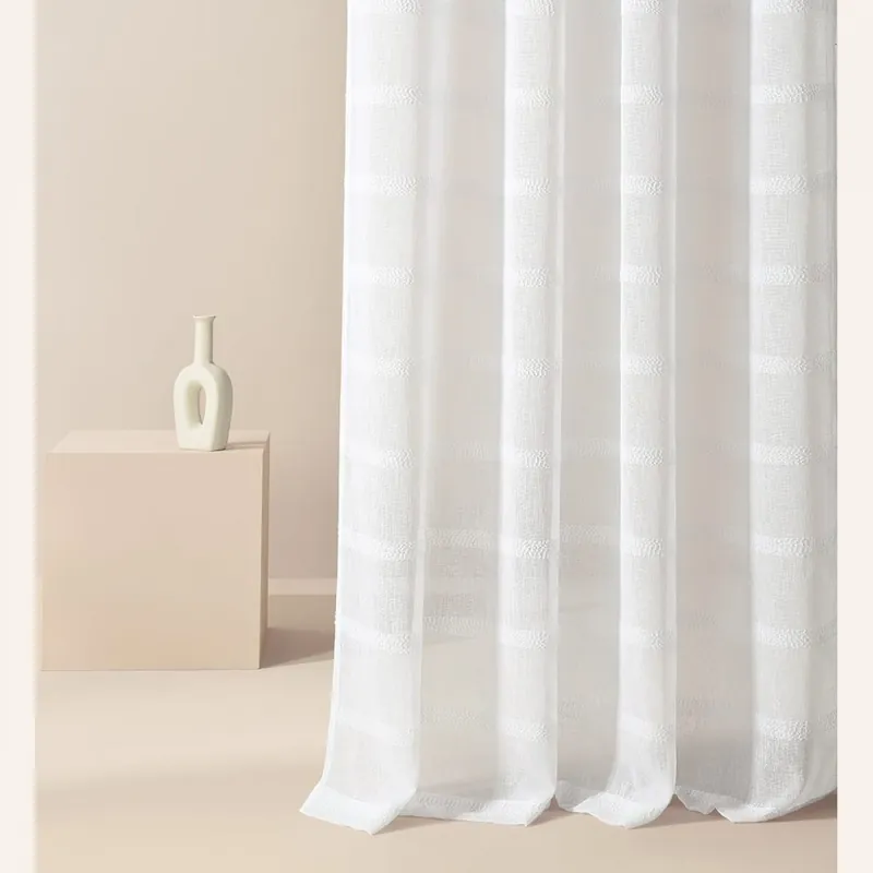 Reducere mare | Perdea albă de înaltă calitate Maura cu bandă de agățat 140 x 250 cm