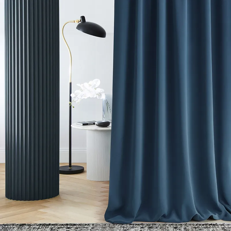 Draperie opacă de lux, albastru închis, cu rejansă 140 x 280 cm - Ofertă limitată