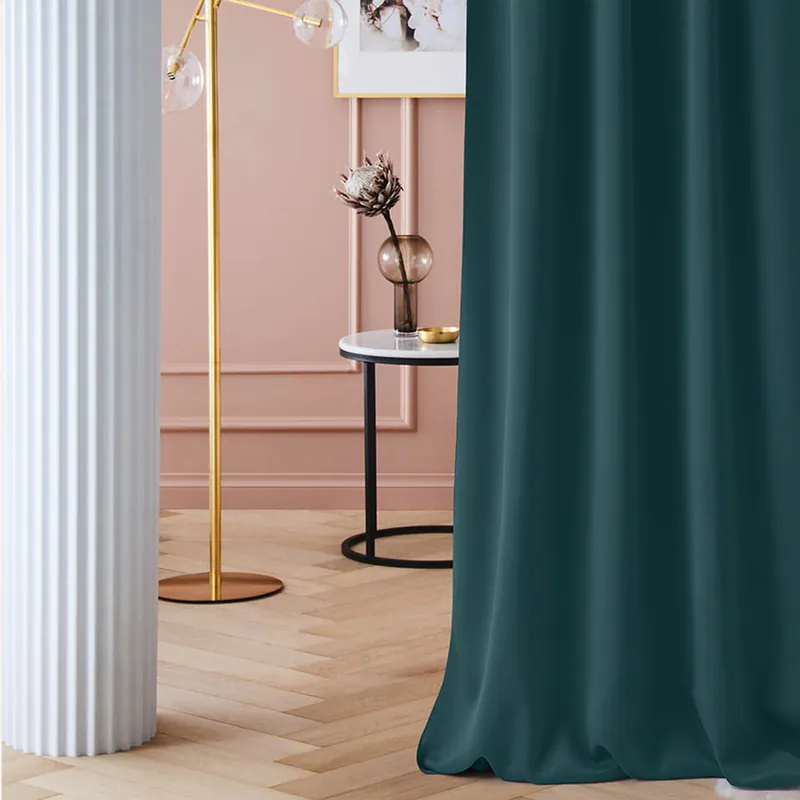 Comandă online | Draperie elegantă verde petrol, care întunecă, cu rejansă 140 x 280 cm