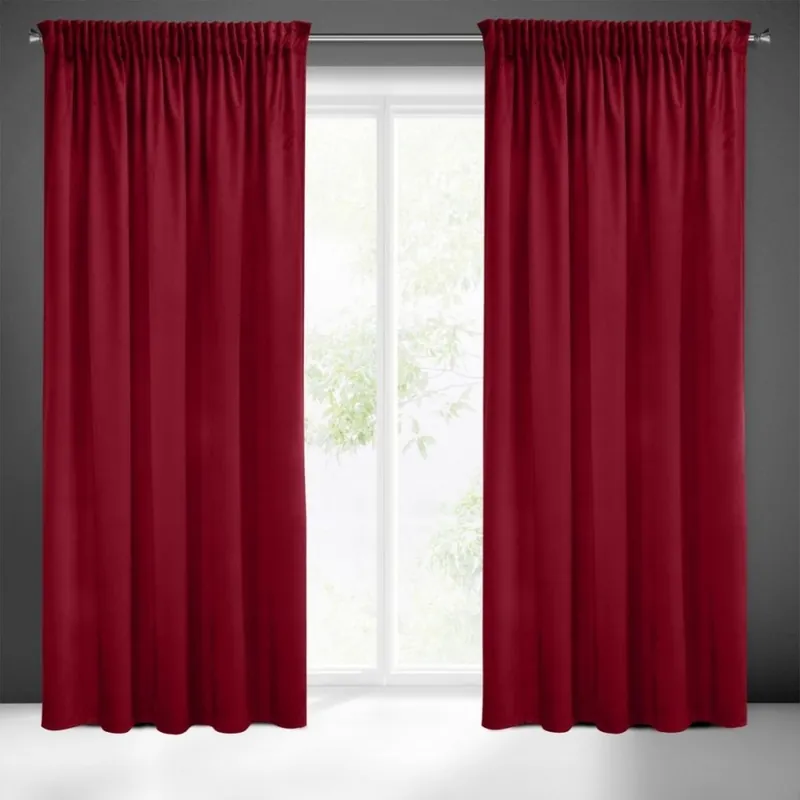 Ofertă online - Draperii monocromatice din catifea de culoare burgundy 140 x 270 cm
