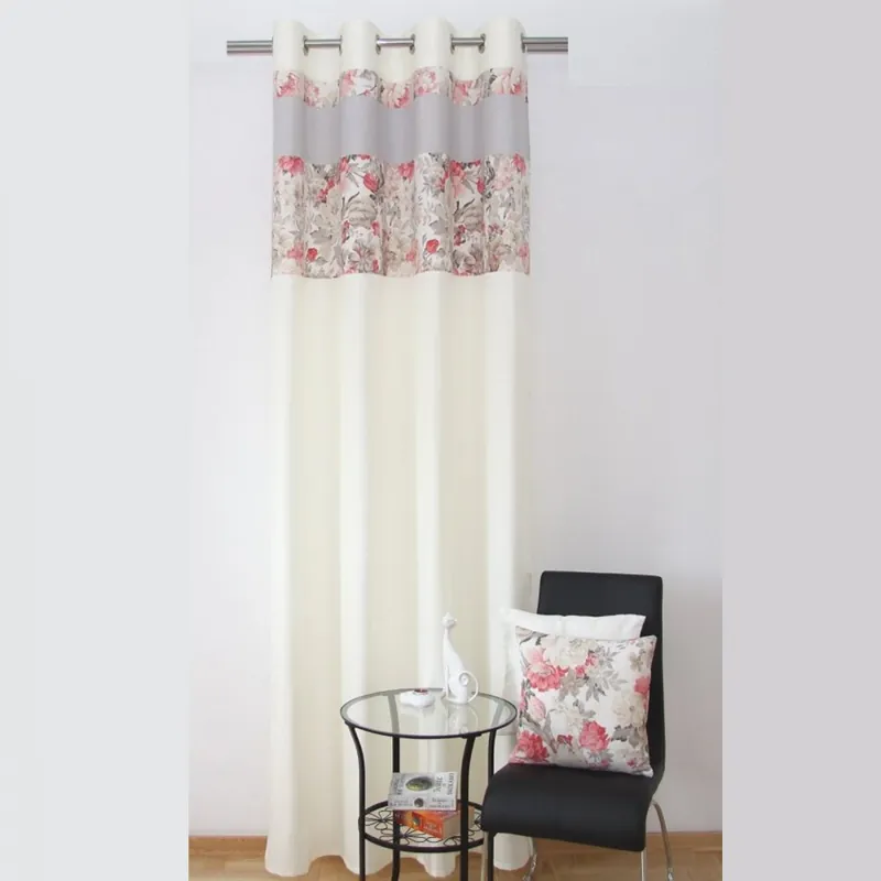 Retur gratuit - Draperie de calitate culoarea gri-crem cu un model floral