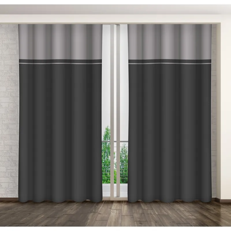 Draperie gri gata cusută în două nuanțe de culoare | Ofertă excelentă