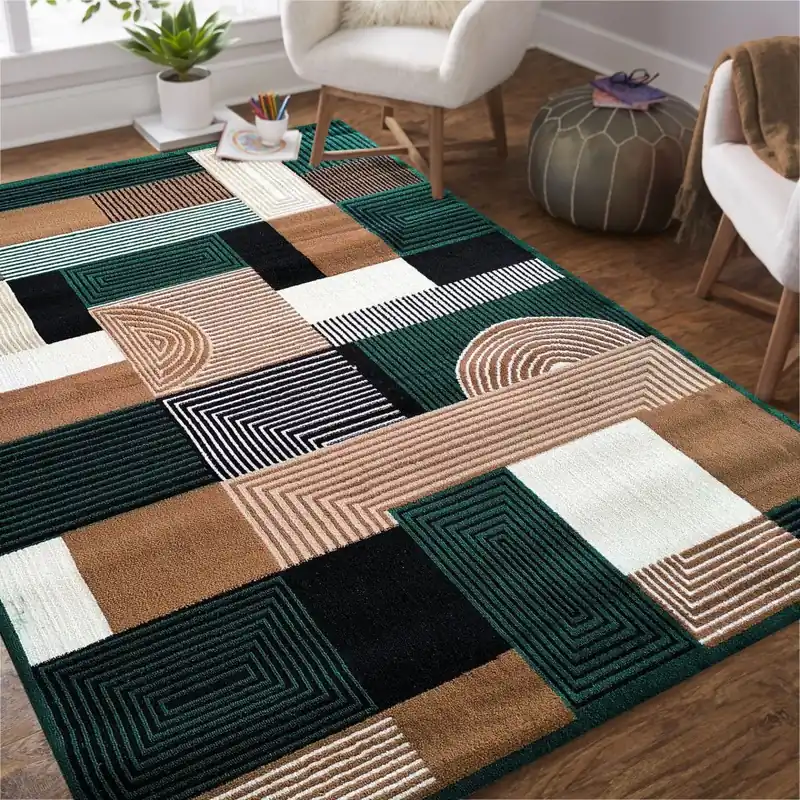 Selecție de top | Covor ALFA cu model geometric - verde