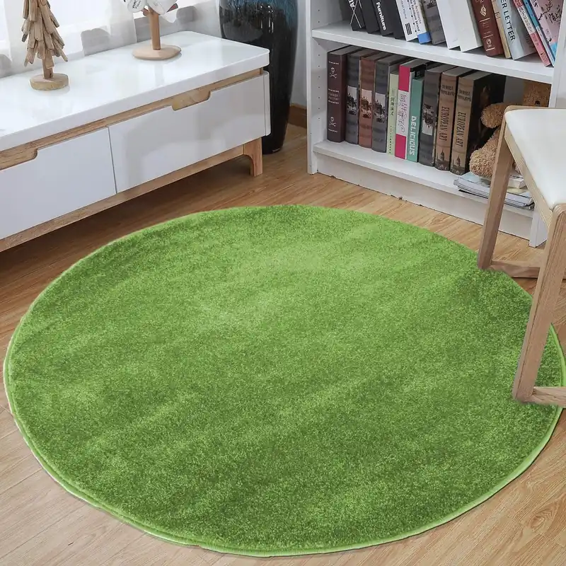Covor rotund de culoare verde | Super ofertă