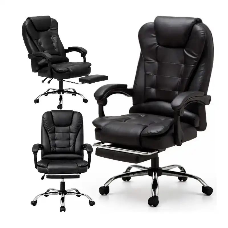 Recomandare - Scaun de birou BOSS cu suport pentru picioare - piele ecologică neagră