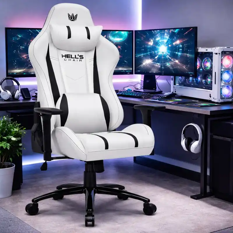 Outlet - Scaun de gaming ergonomic HC-1013 - scaun de birou alb cu cotiere 3D