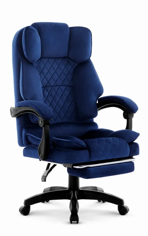Preț bun - Scaun de birou ergonomic HC-1031 cu suport pentru picioare - albastru
