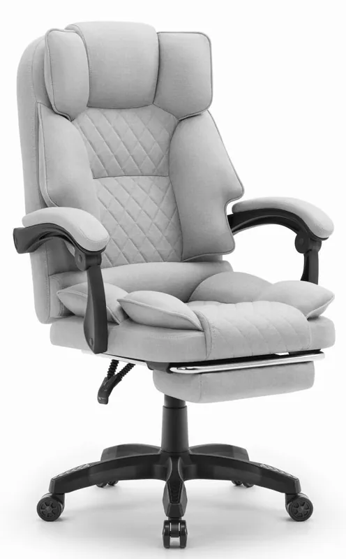 Preț bun | Scaun de birou ergonomic HC-1031 cu suport pentru picioare - gri