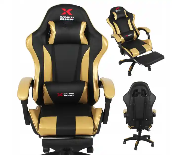 Scaun de gaming Xgaming cu suport pentru picioare - negru și auriu - În tendințe