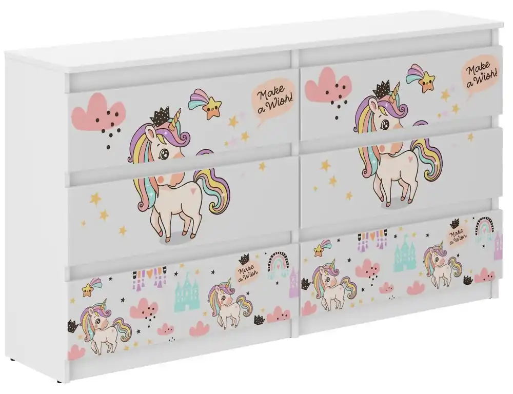 Ofertă - Comodă pentru copii cu motiv unicorn curcubeu 77x30x140 cm