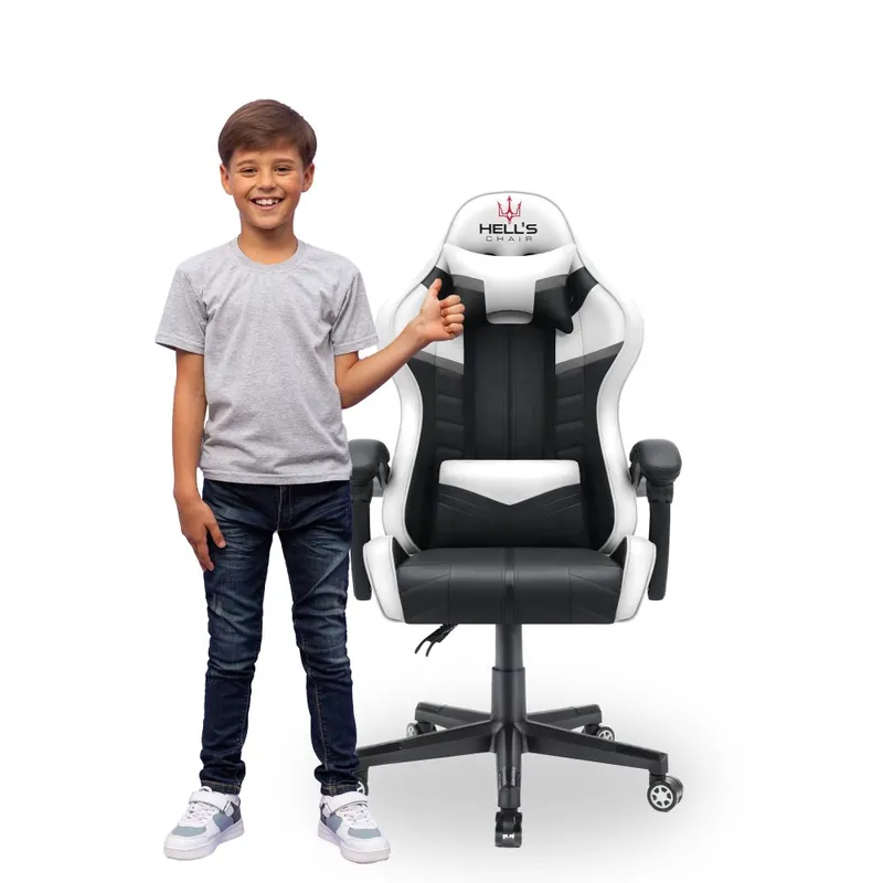 Scaun gaming pentru copii HC - 1004 alb-negru | Gata de expediere