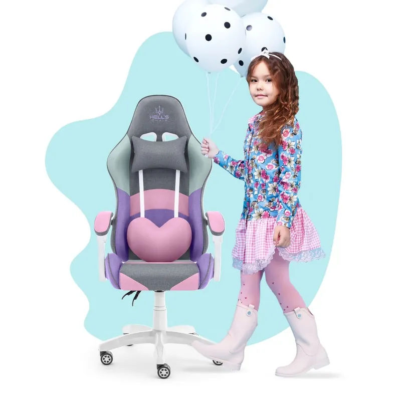 Scaun gaming pentru copii Rainbow violet-gri | Livrare expres