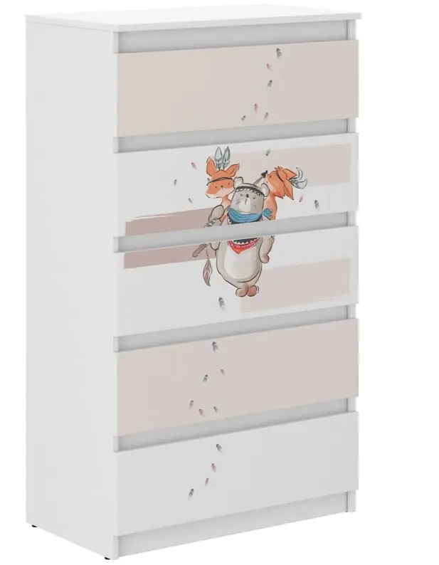 Comodă de calitate cu animale pentru copii 121x40x70 cm - Retur simplu